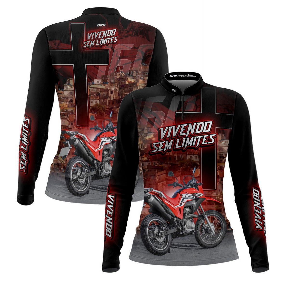 Camisa de Motociclismo Feminina Brk NRX 160 BROS com Proteção UV50+