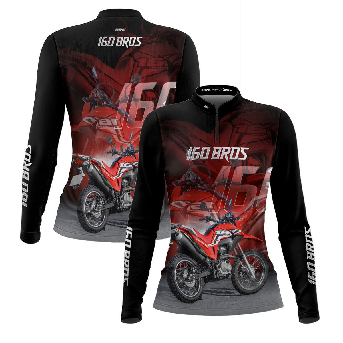 Camisa de Motociclismo Feminina Brk NRX 160 BROS Vermelha com Proteção UV50+