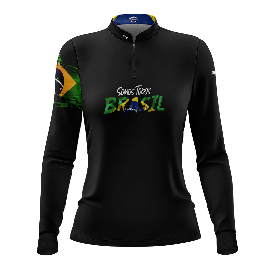 Camisa de Motociclismo Feminina Brk Patriota com Proteção Solar UV50+