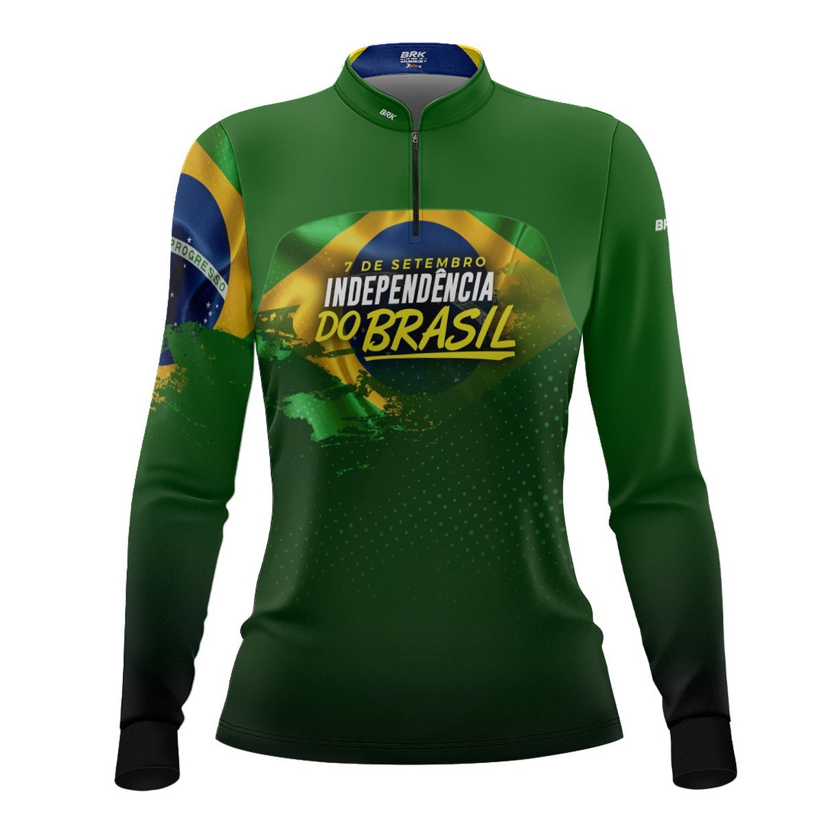 Camisa de Motociclismo Feminina Brk Independência Brasil com Proteção Solar UV50+