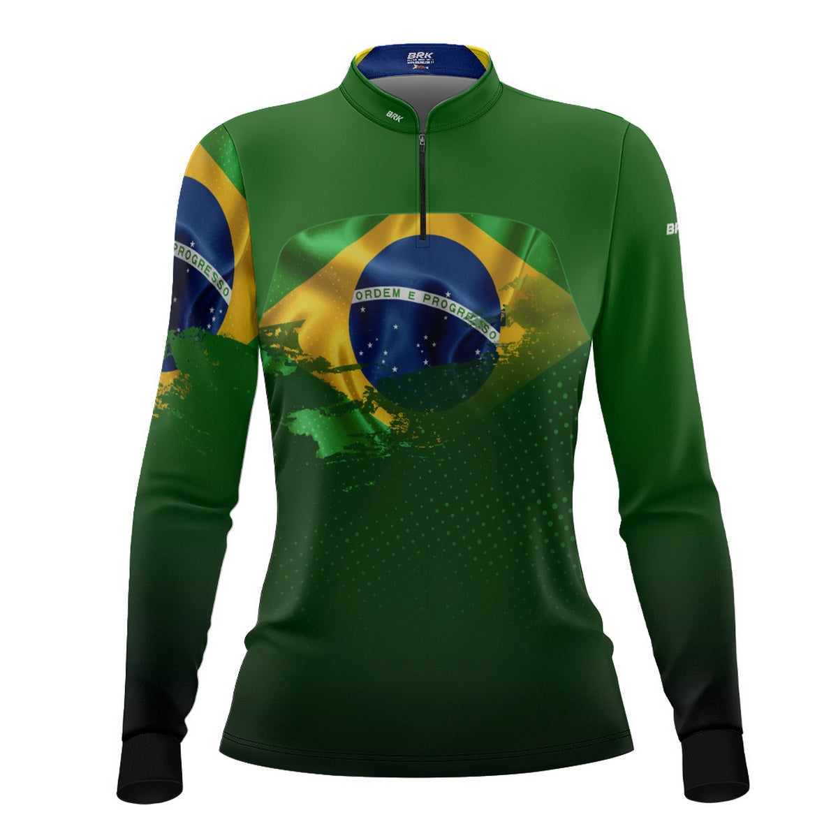 Camisa de Motociclismo Feminina Brk Brasil Verde com Proteção Solar UV50+
