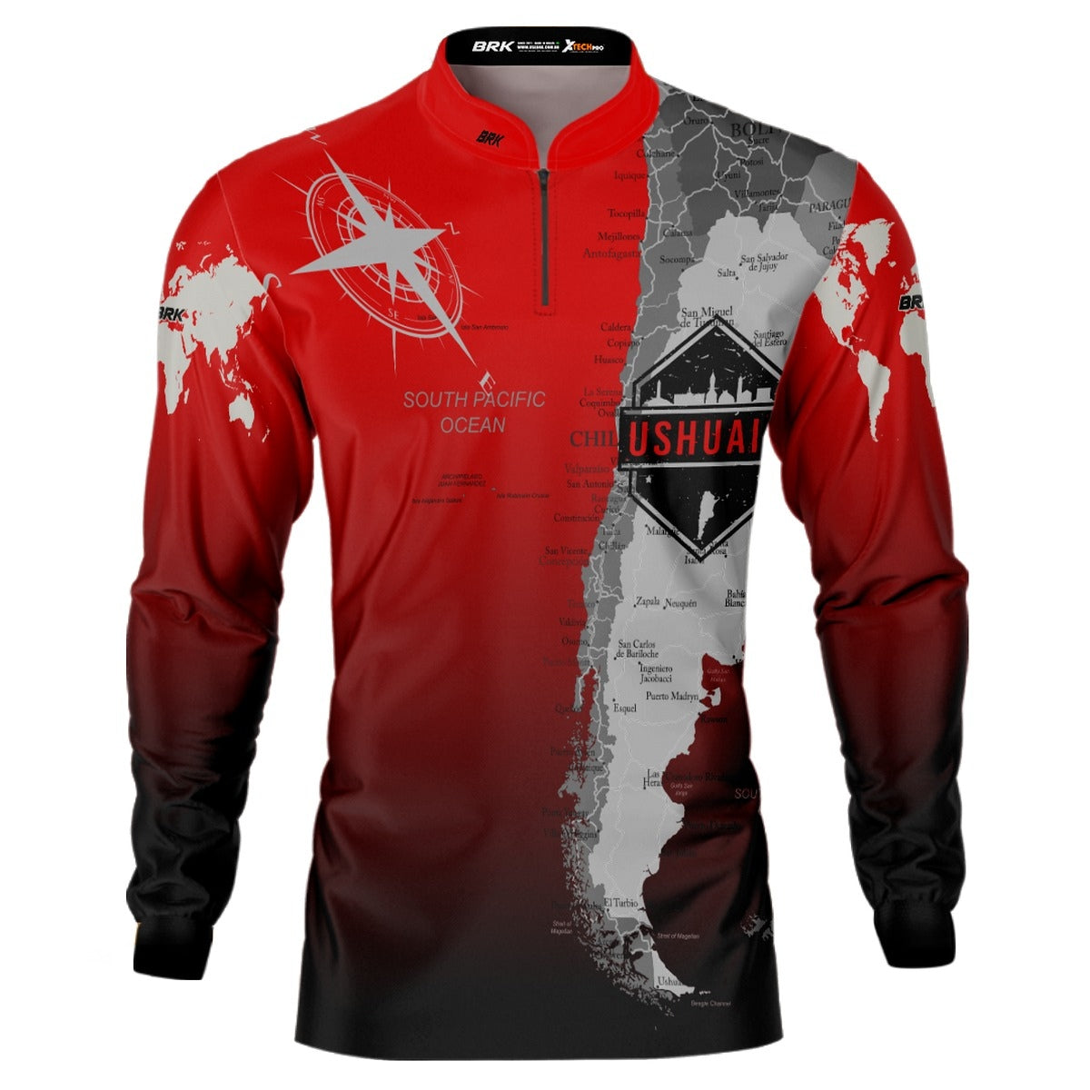 Kit Casal Camisas UV50 Off-Road 4X4 Expedição Ushuaia Vermelha com Proteção UV50