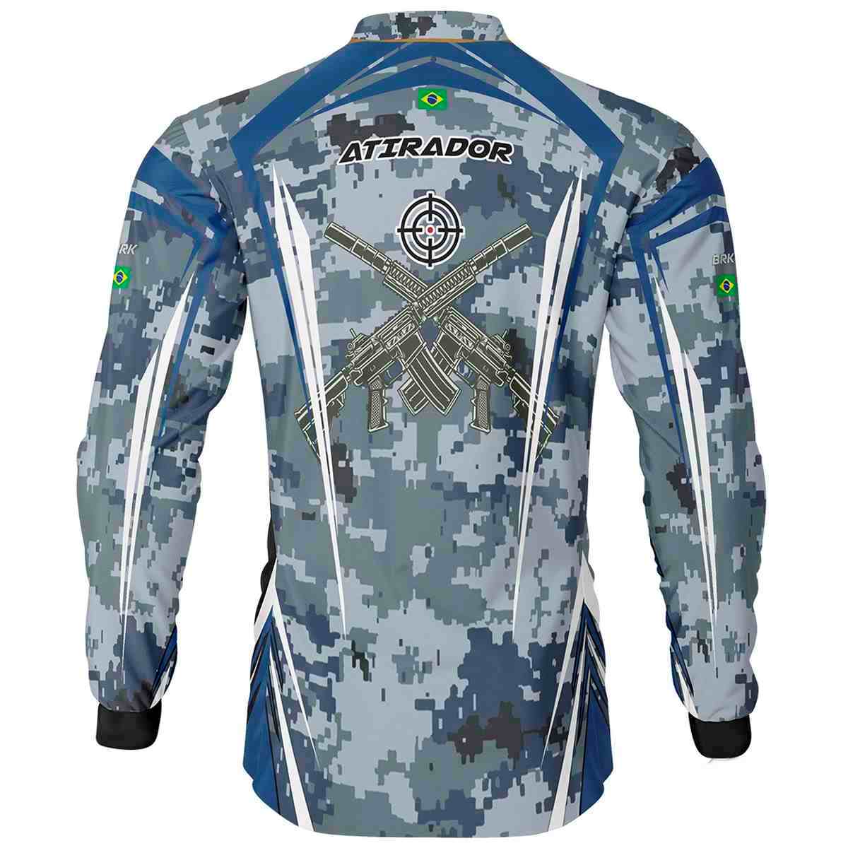Camiseta Airsoft Brk Camuflado Azul com Proteção UV50