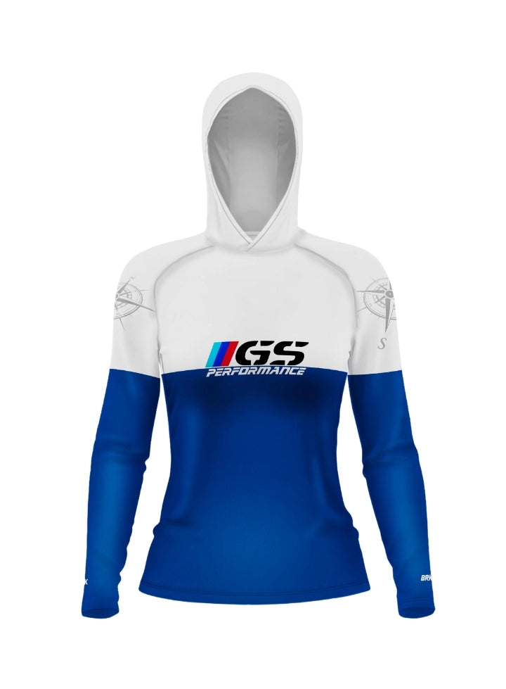 Camisa UV50 com Capuz Feminina Brk GS Performance Azul