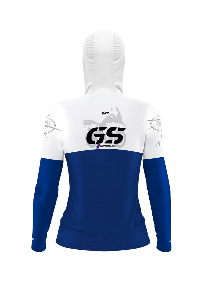 Camisa UV50 com Capuz Feminina Brk GS Performance Azul