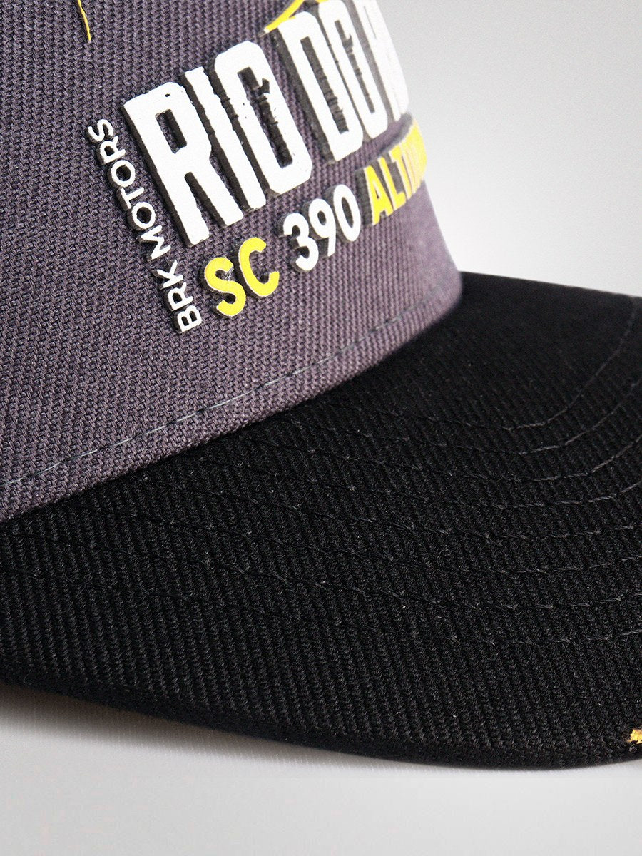 Boné Trucker Brk Motors Rio do Rastro Cinza e Amarelo