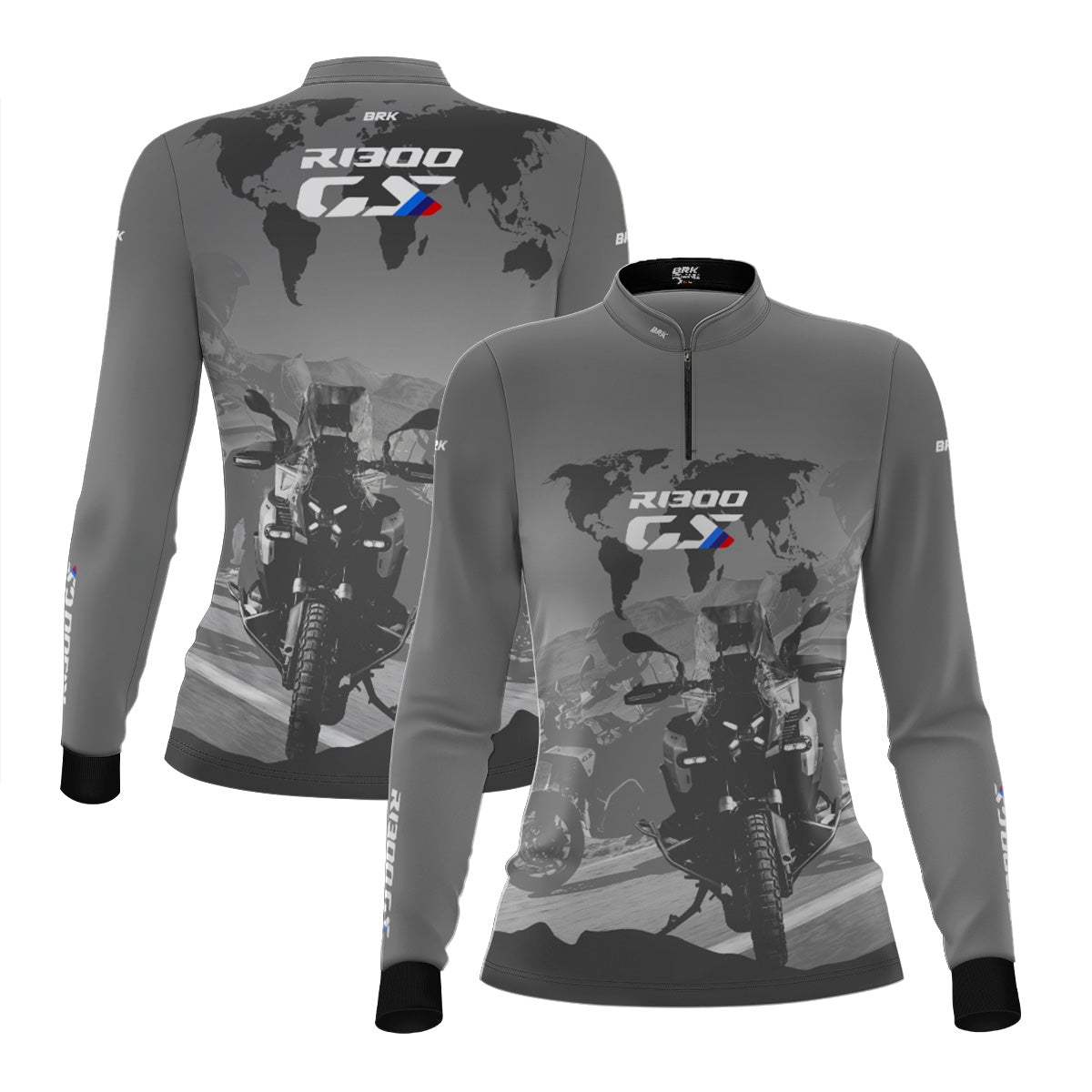 Kit Casal Camisas UV50 GS R1300 Mapa Mundi com Proteção UV50