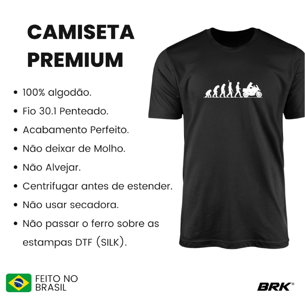Camiseta Motociclismo Brk Evolução Big Trail com Algodão Premium