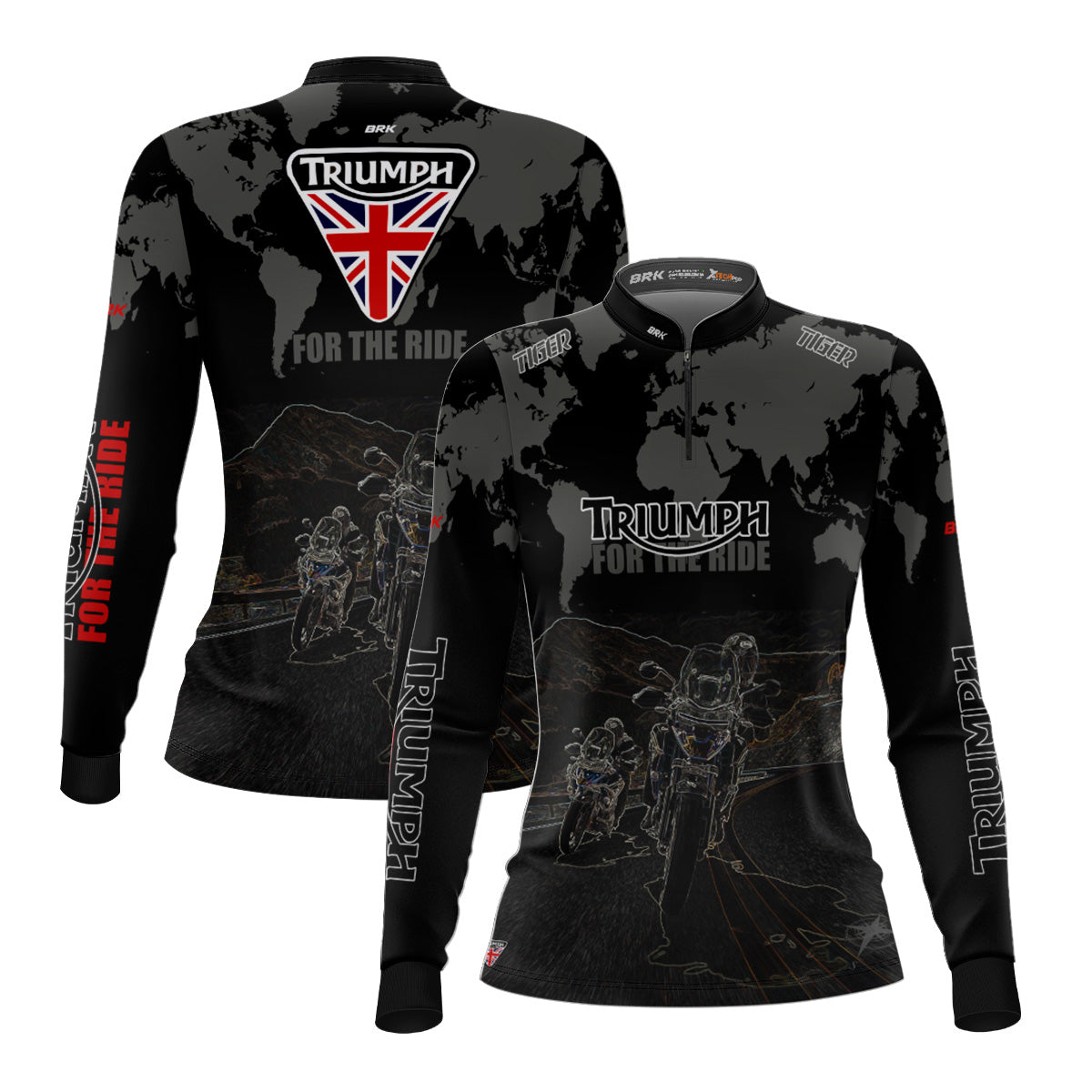 Camisa Feminina Motociclismo Brk Triumph Tiger for the Ride com Proteção Solar UV50+