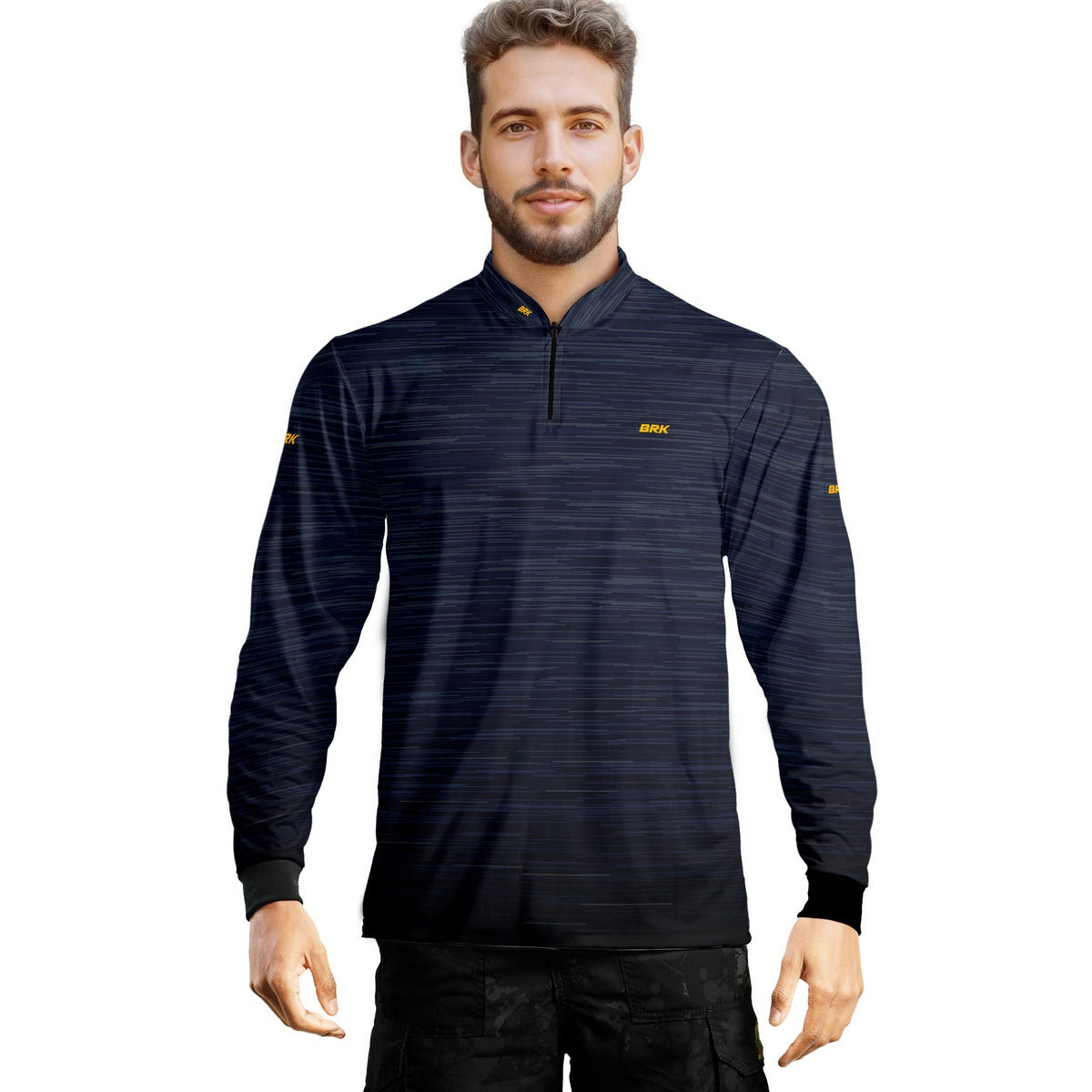 Camisa de Motociclismo Brk Mescla Azul Escuro com Proteção Solar UV50+