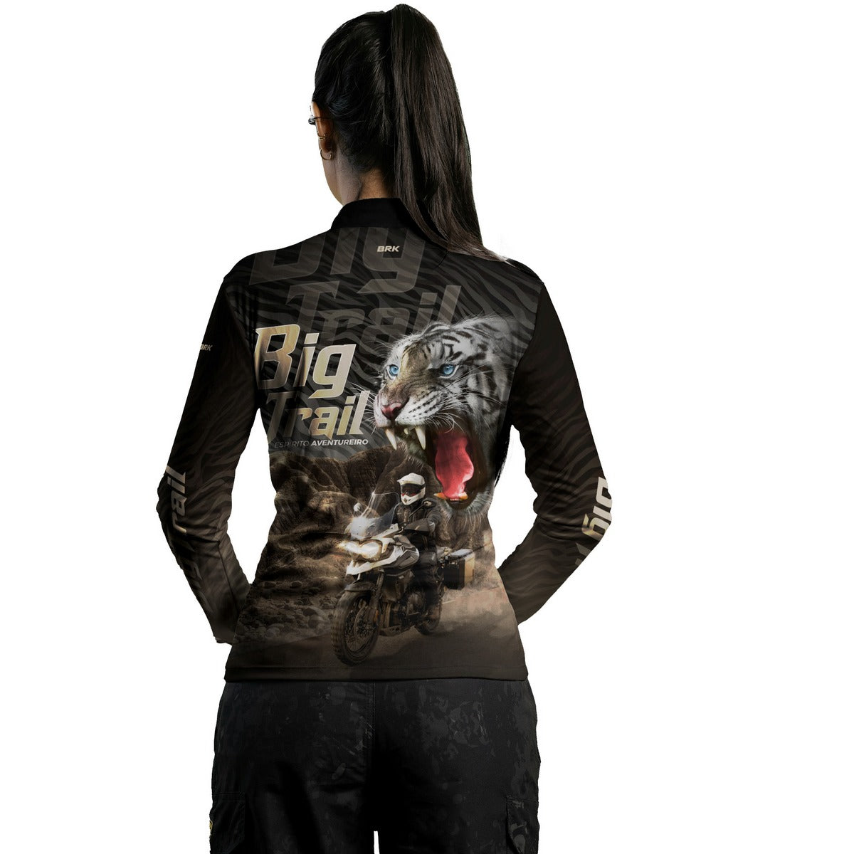 Camisa de Motociclismo Feminina Brk Tiger 1200 Preta com Proteção Solar UV50+