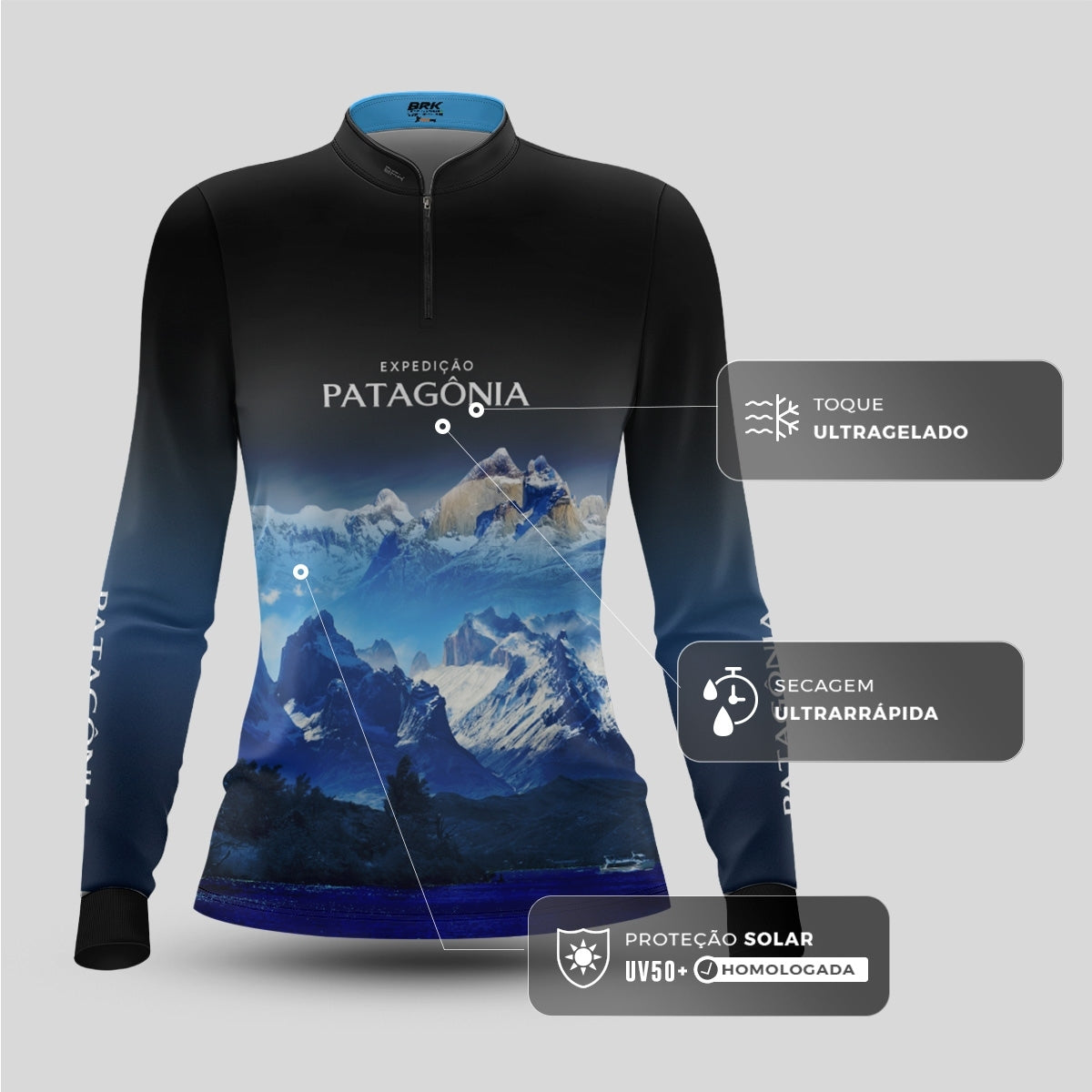 Camisa de Motociclismo Feminina Brk Expedição Patagônia com Proteção UV50