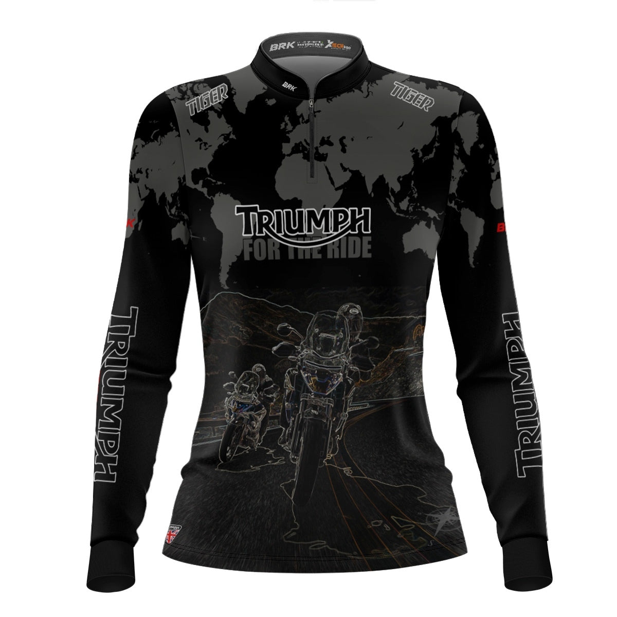 Camisa Feminina Motociclismo Brk Triumph Tiger for the Ride com Proteção Solar UV50+