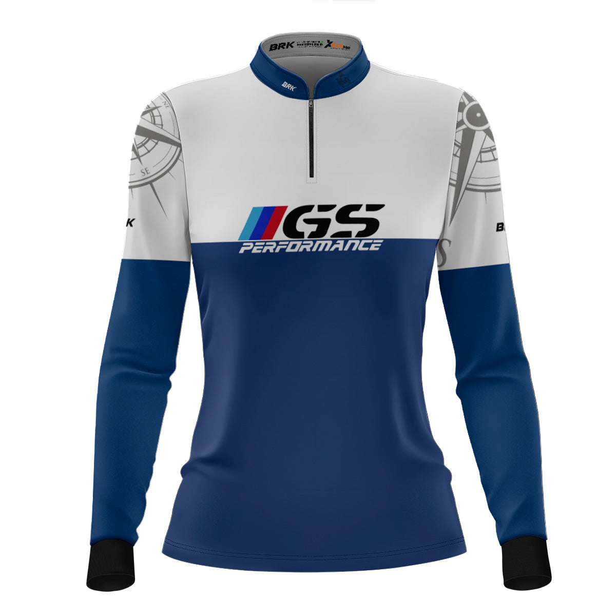 Camisa Feminina Motociclismo Brk GS BMW Performance Azul com Proteção Solar UV50+
