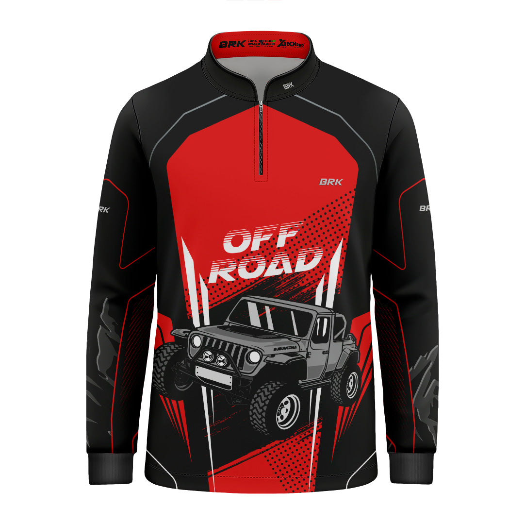 Camisa Infantil Brk Off Road Preto com Vermelho com Proteção Solar UV50+