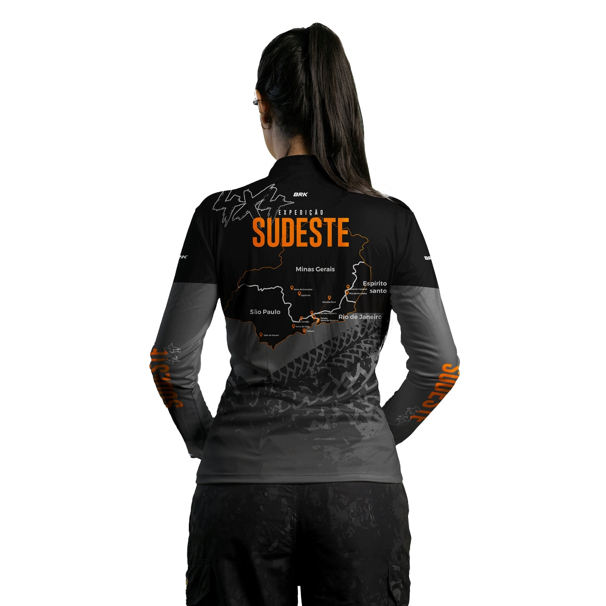 Camisa Feminina de Motociclismo Brk 4x4 Sudeste com Proteção Solar UV50+