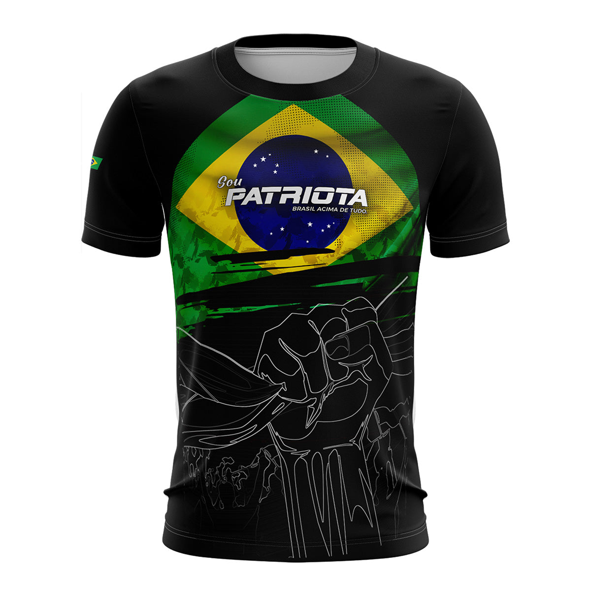 Camisa Feminina Brasil Patriota Preta com Proteção UV50+