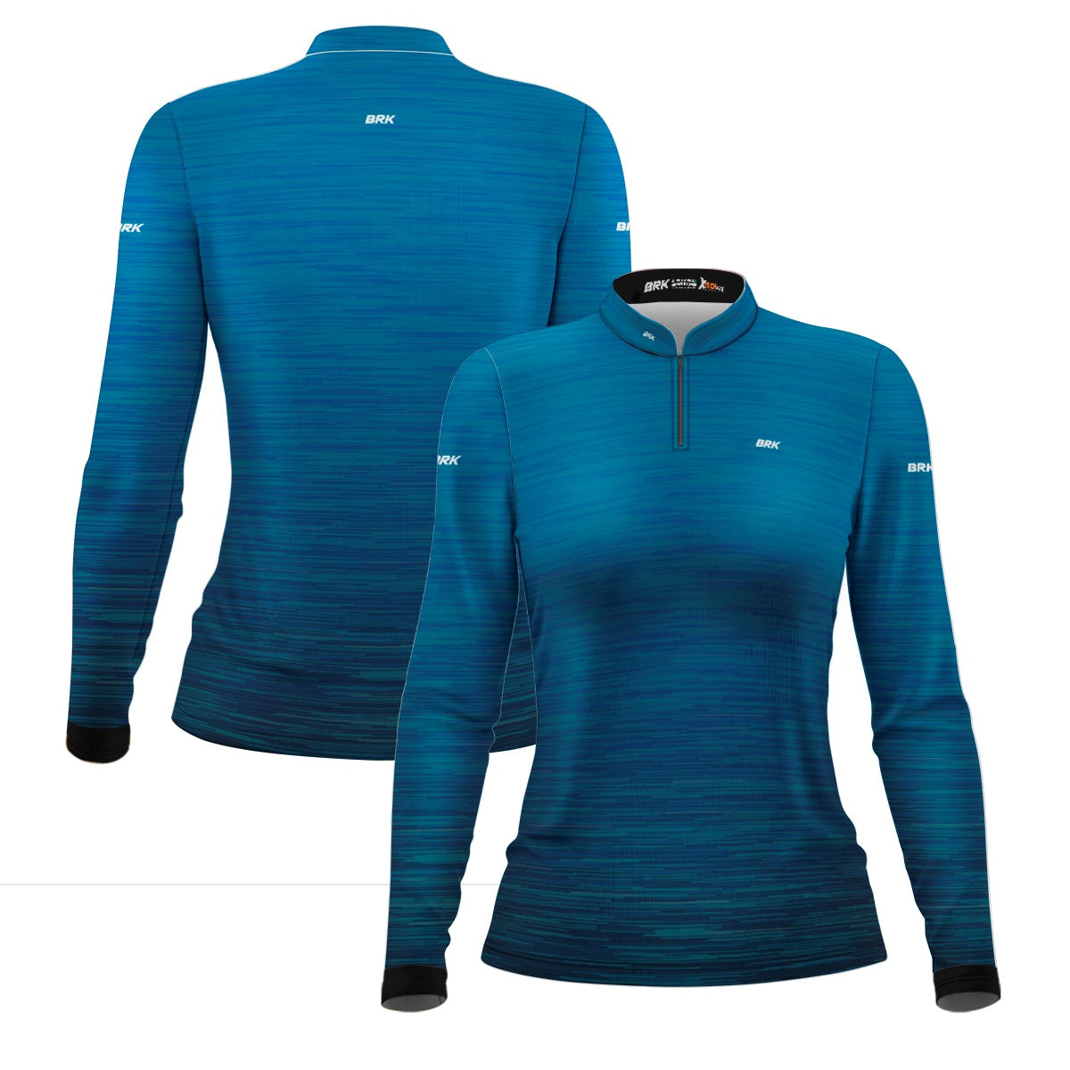 Camisa de Motociclismo Feminina Básica Brk Mescla Azul com Proteção Solar UV50+