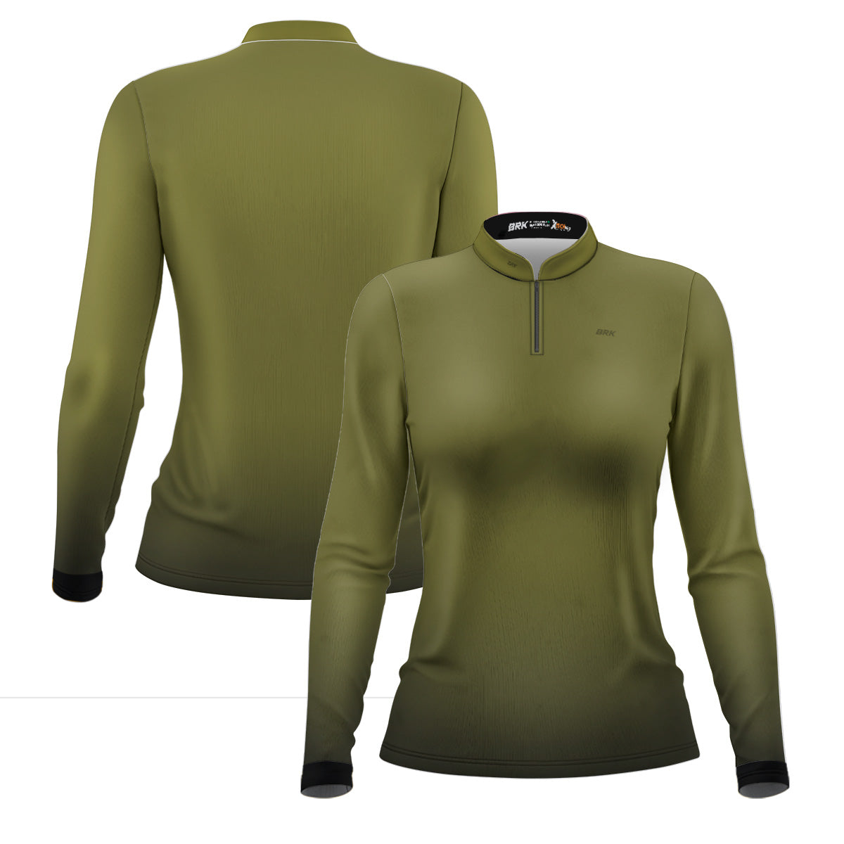 Camisa de Motociclismo Feminina Brk Unissex Basic Verde Musgo com Proteção Solar UV50+