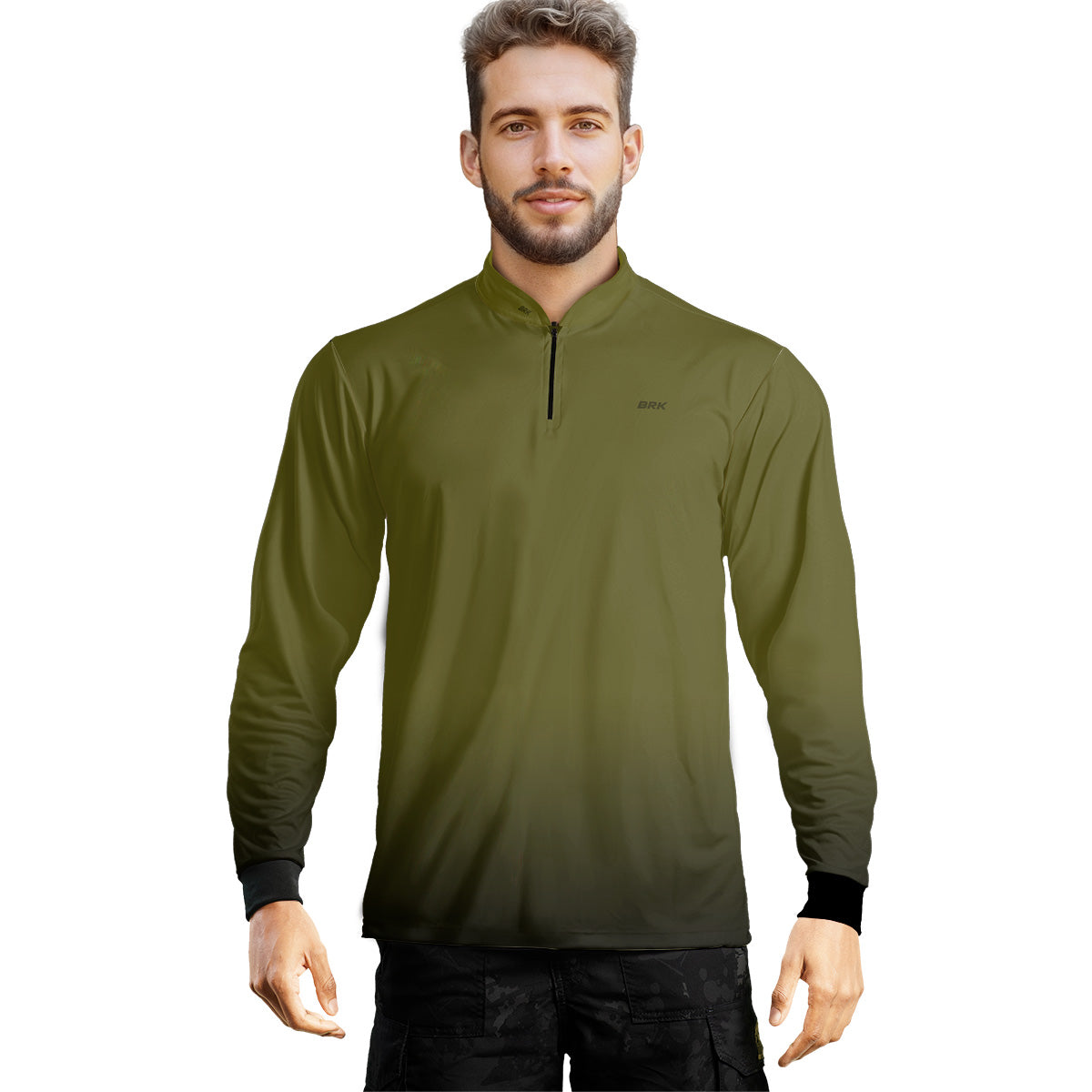 Camisa de Motociclismo Brk Unissex Basic Verde Musgo com Proteção Solar UV50+