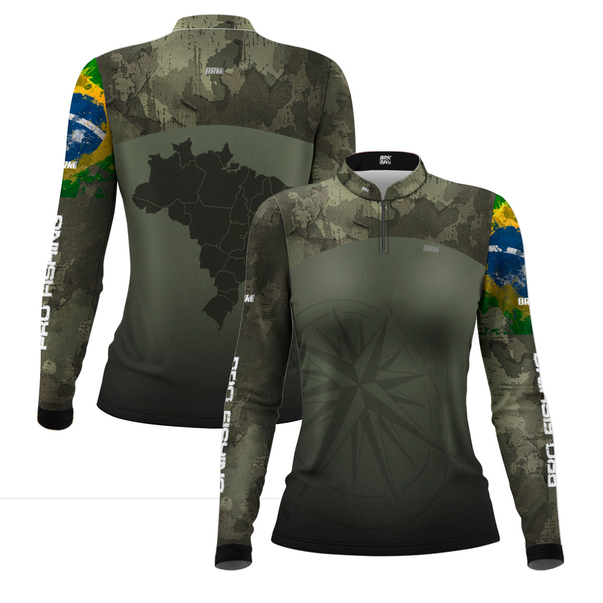 Camisa Feminina Bussola Brasil Camuflada com Proteção Solar UV50+