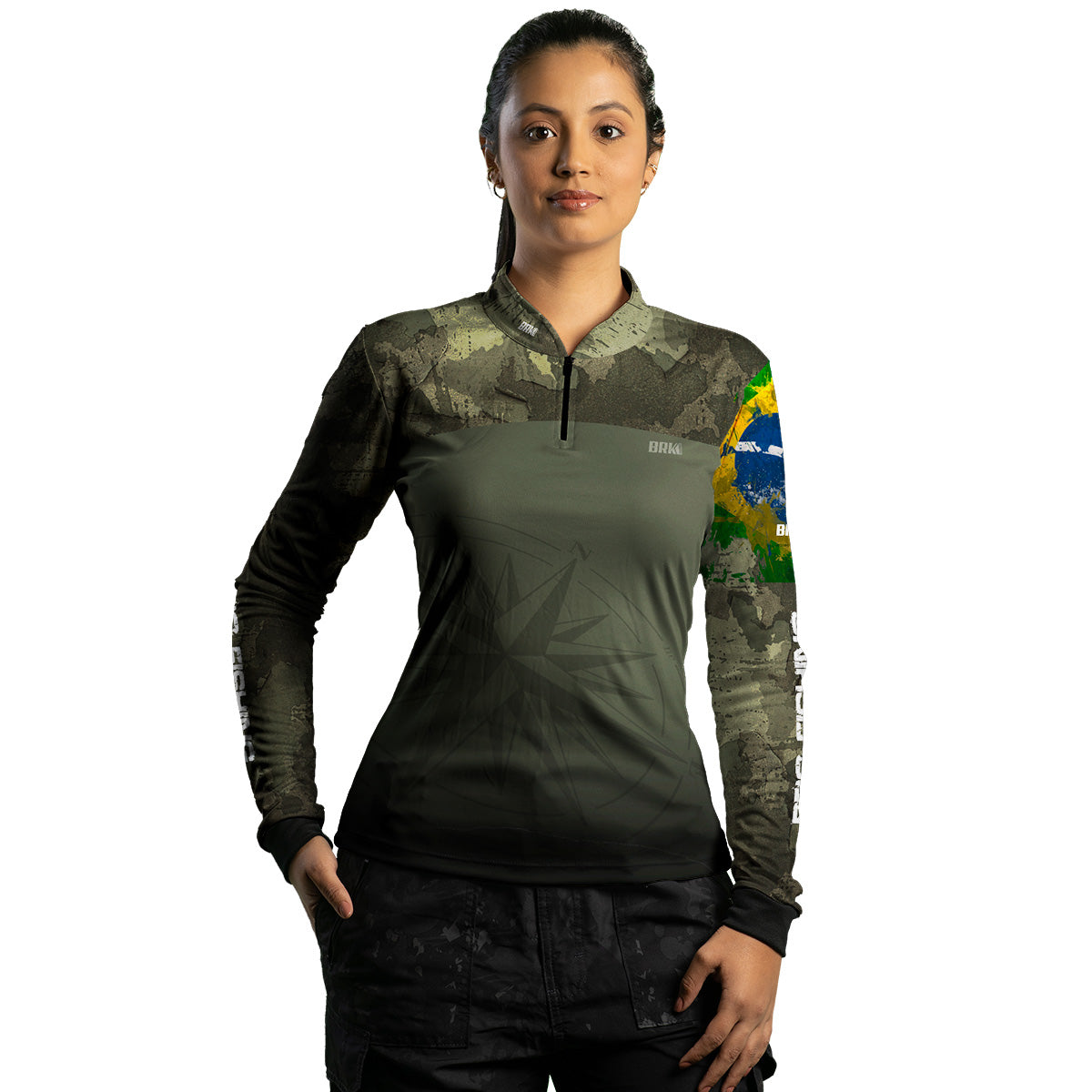 Camisa Feminina Bussola Brasil Camuflada com Proteção Solar UV50+