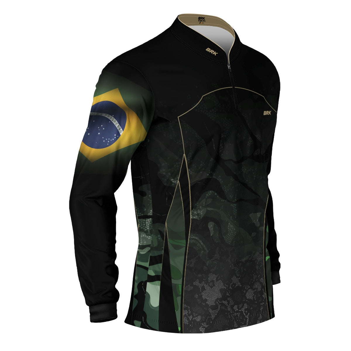 Camisa Agro Brk Camuflada Bandeira do Brasil com Proteção Solar UV50+