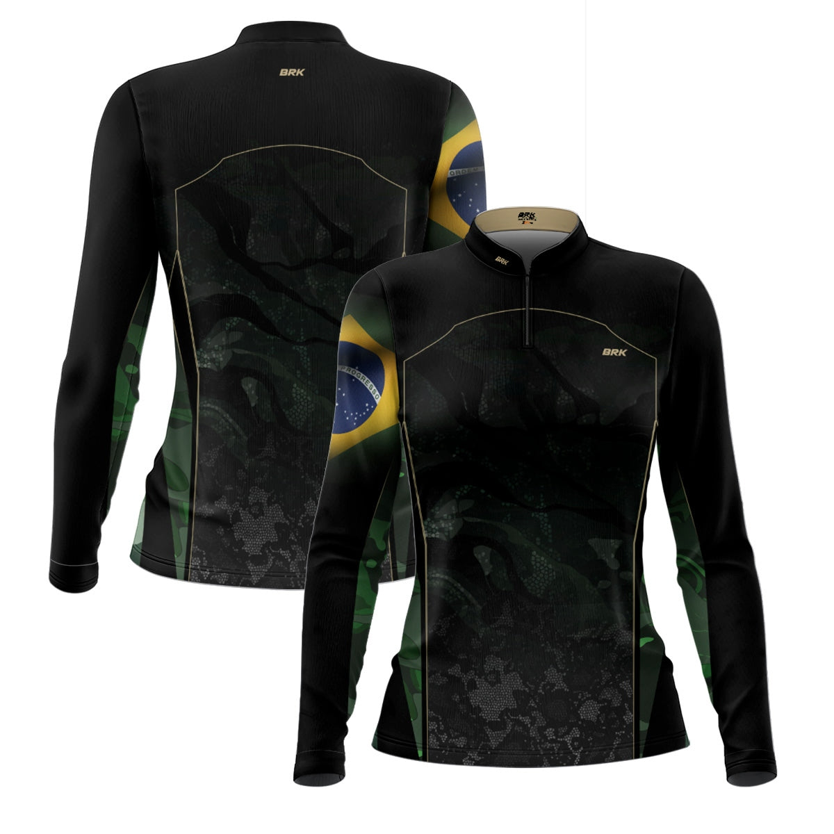 Camisa Agro Feminina Brk Feminina Camuflada Bandeira do Brasil com Proteção Solar UV50+