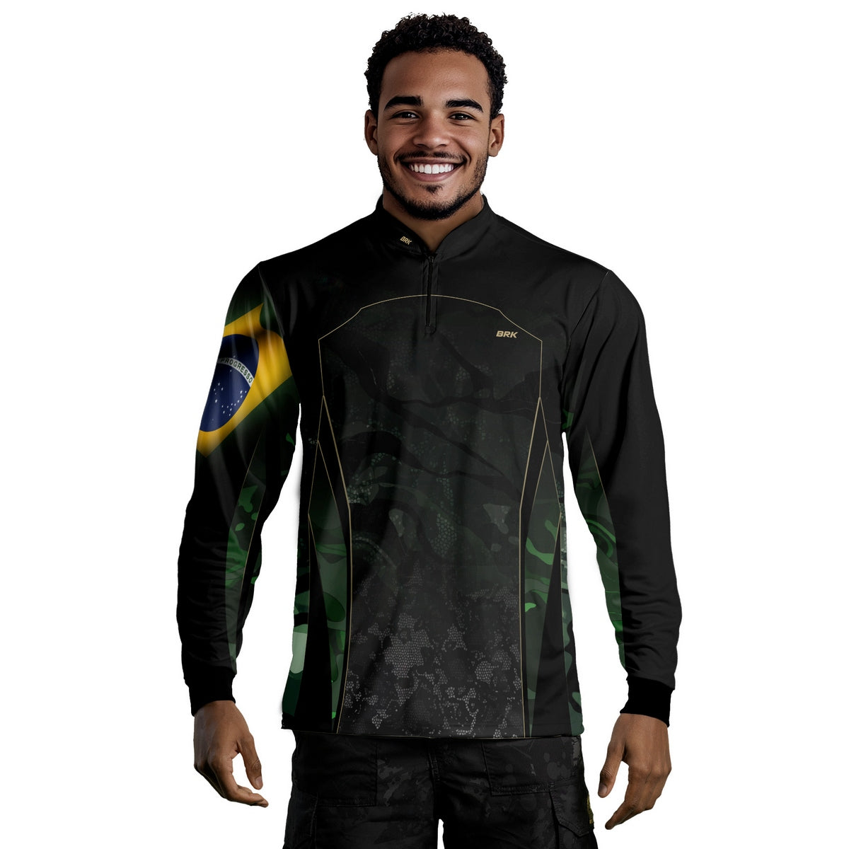 Camisa Agro Brk Camuflada Bandeira do Brasil com Proteção Solar UV50+