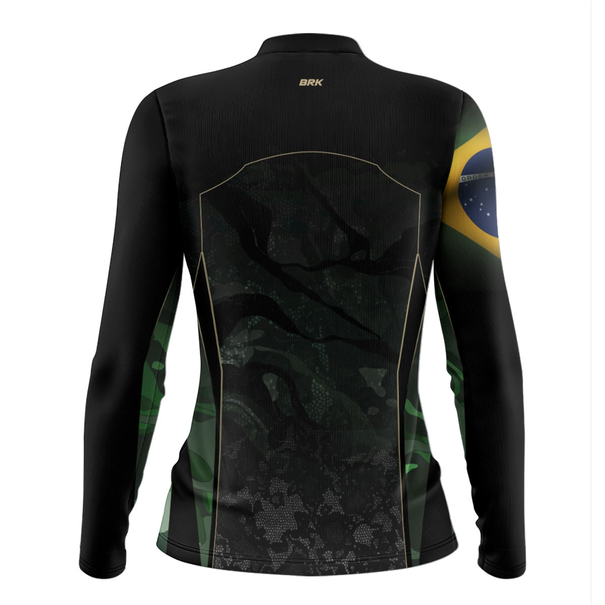 Camisa Agro Feminina Brk Camuflada Bandeira do Brasil com Proteção Solar UV50+