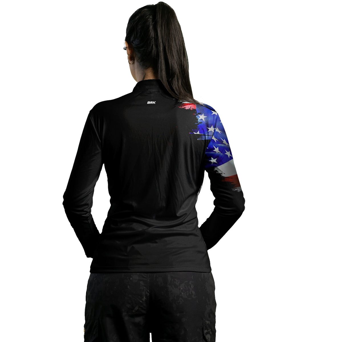Camisa Feminina Brk Bandeira Estados Unidos com Proteção Solar UV50+