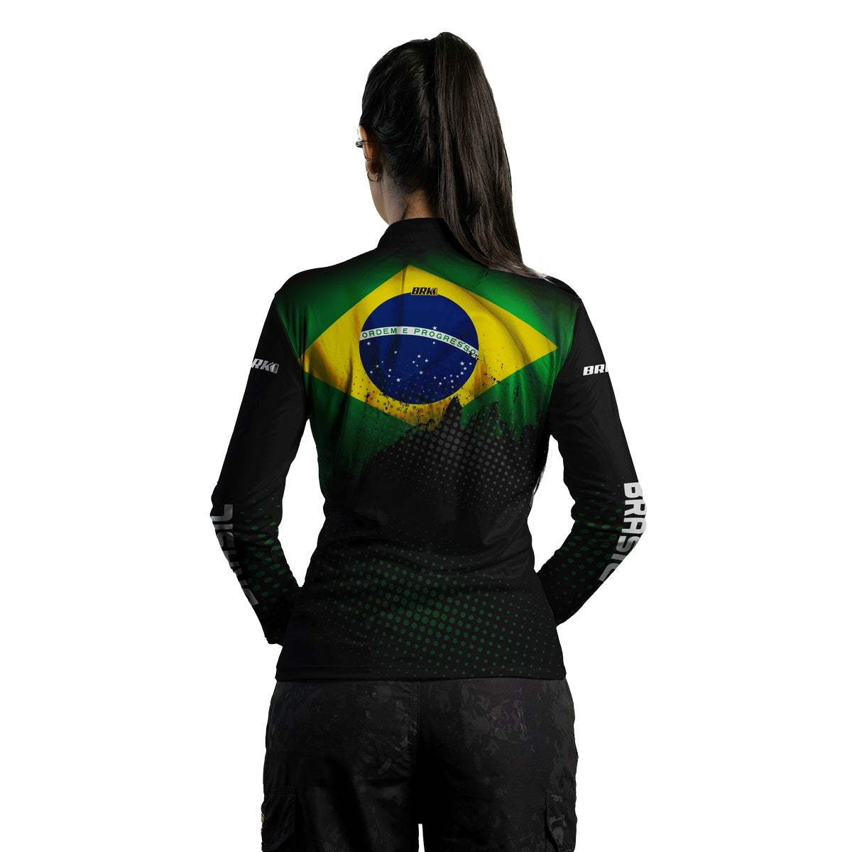 Camisa Feminina Brk Bandeira do Brasil com Proteção Solar UV50+