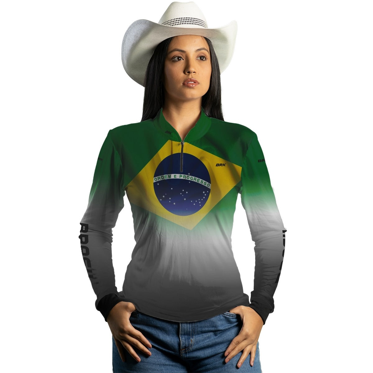 Camisa Feminina Brk Brasil Branca com Proteção Solar UV50+