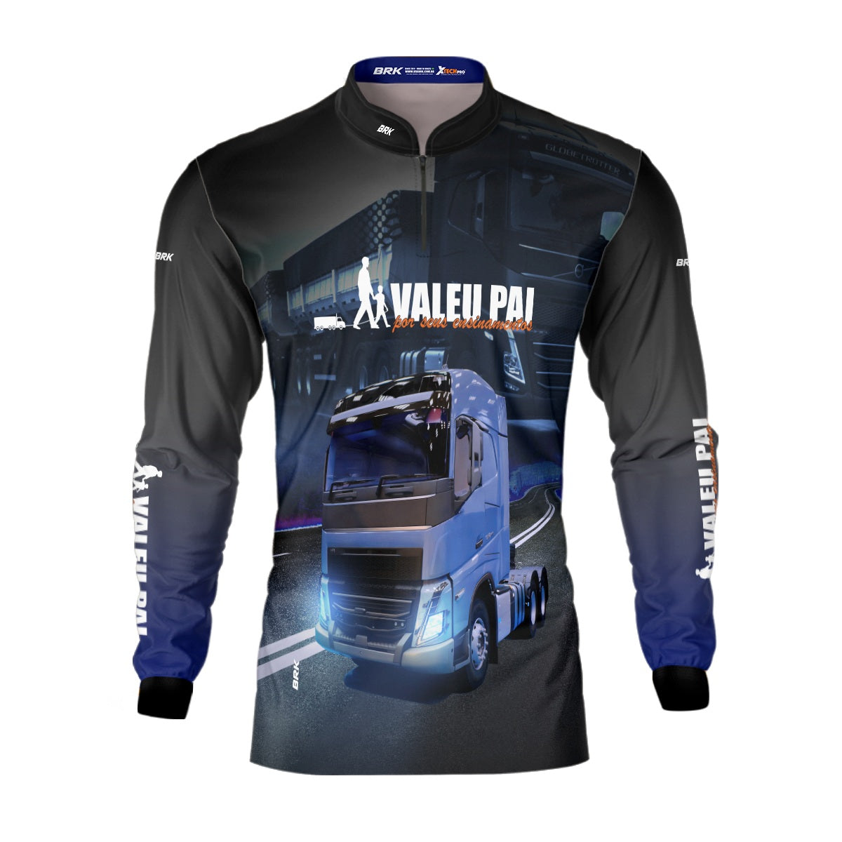 Camisa de Caminhão Brk Valeu pai pelos seus ensinamentos com Proteção Solar UV50+