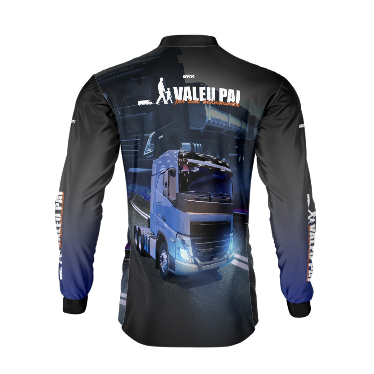 Camisa de Caminhão Brk Valeu pai pelos seus ensinamentos com Proteção Solar UV50+
