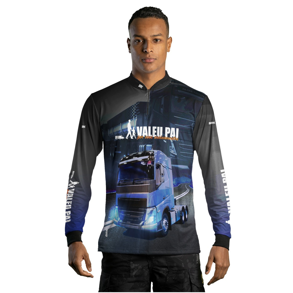 Camisa de Caminhão Brk Valeu pai pelos seus ensinamentos com Proteção Solar UV50+