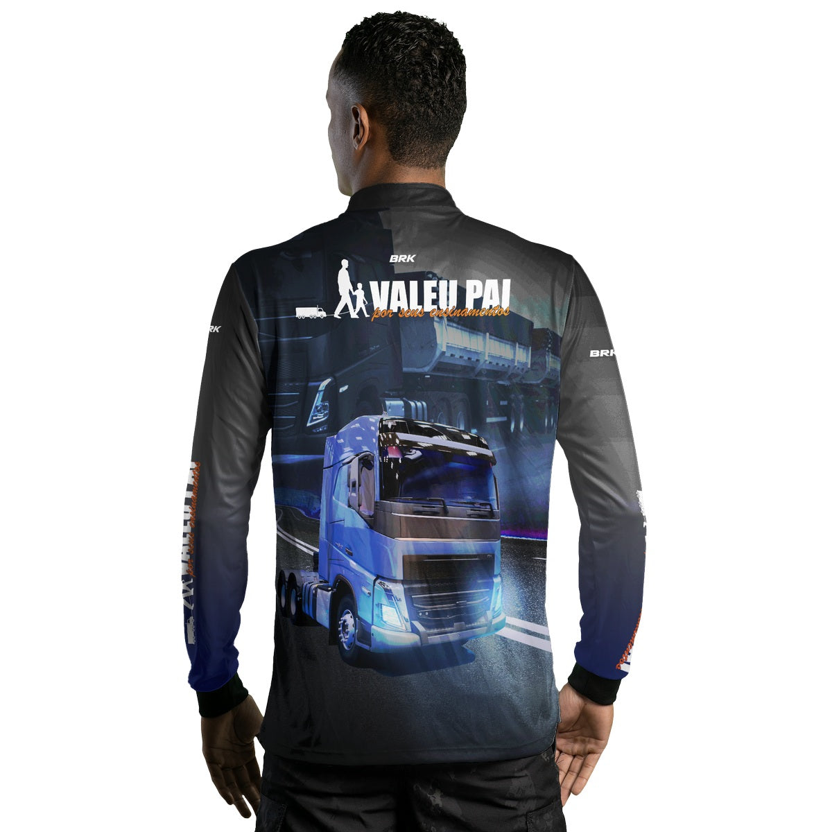 Camisa de Caminhão Brk Valeu pai pelos seus ensinamentos com Proteção Solar UV50+
