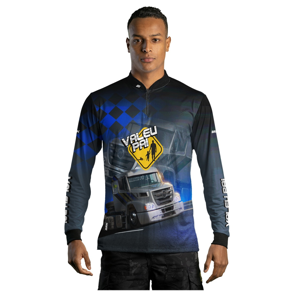 Camisa de Caminhão Brk Caminhão Valeu Pai com Proteção Solar UV50+