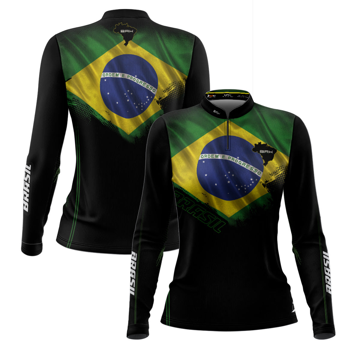Camisa Feminina Brk Bandeira do Brasil com Proteção Solar UV50+