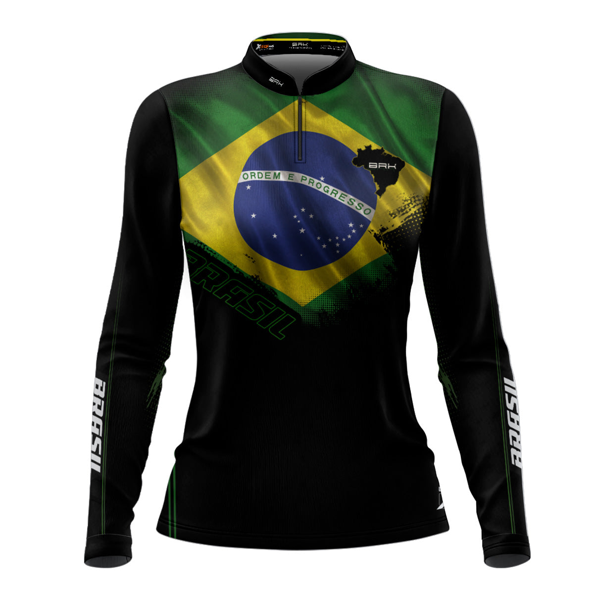Camisa Feminina Brk Bandeira do Brasil com Proteção Solar UV50+