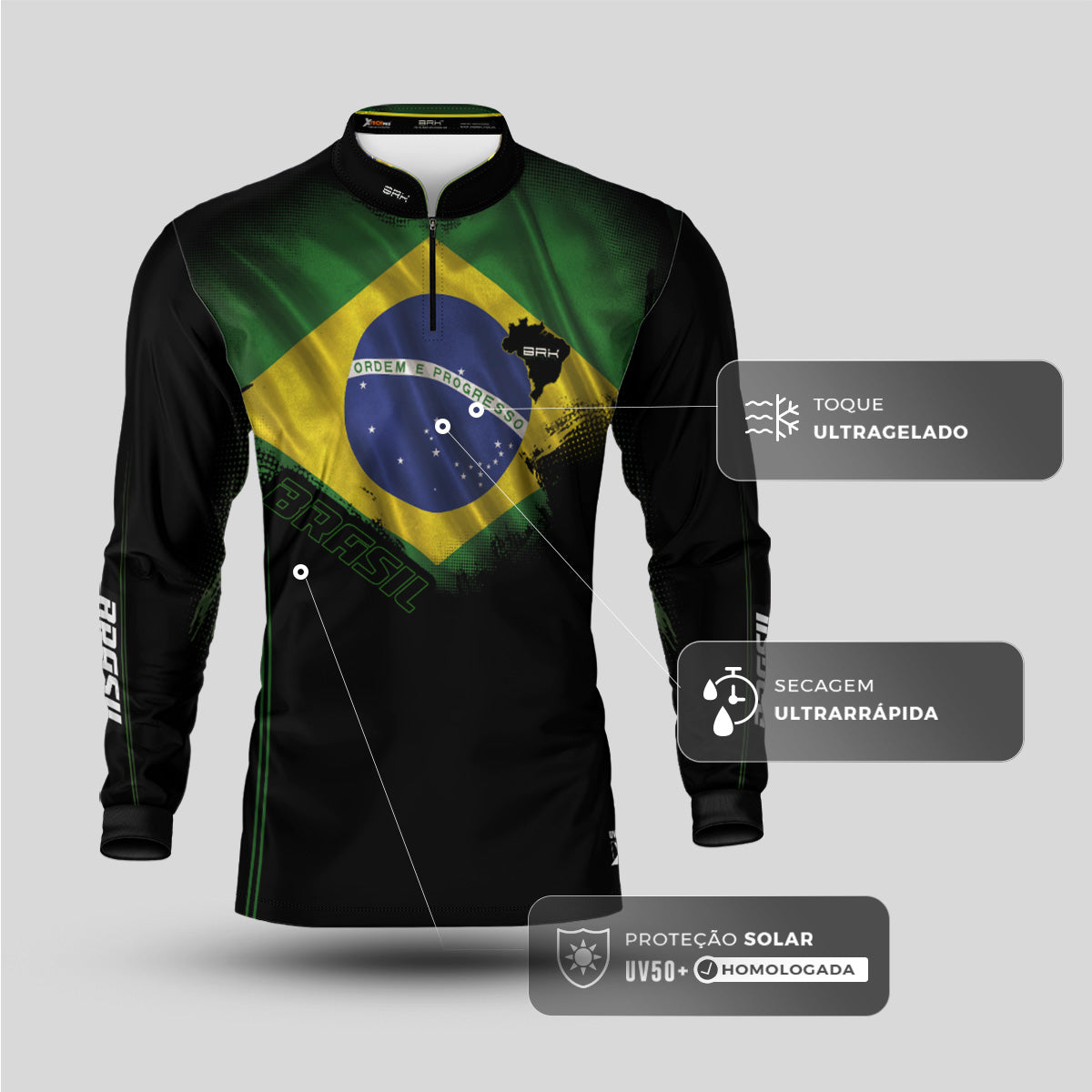 Camisa Agro Brk Bandeira do Brasil com Proteção Solar UV50+