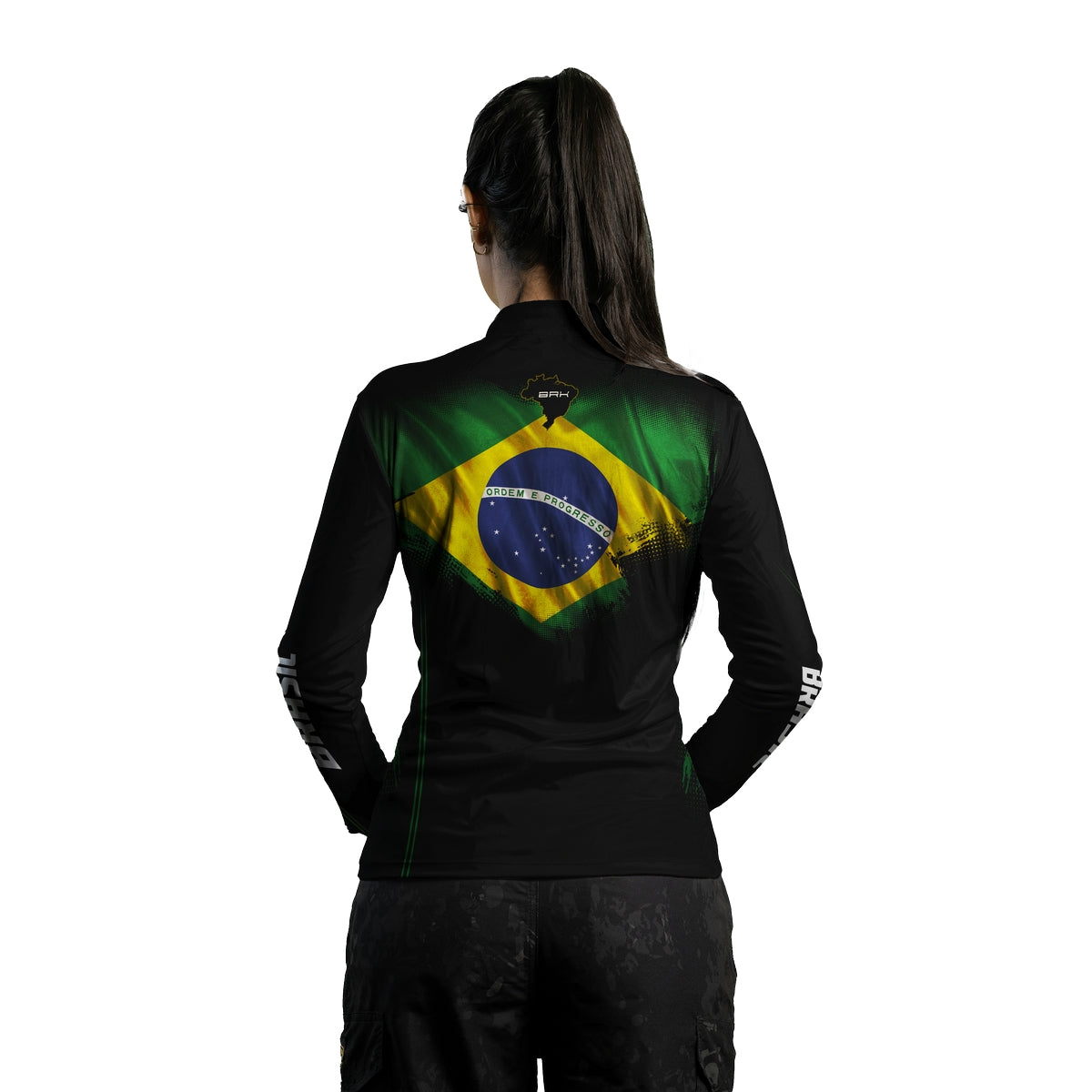 Camisa Feminina Brk Bandeira do Brasil com Proteção Solar UV50+