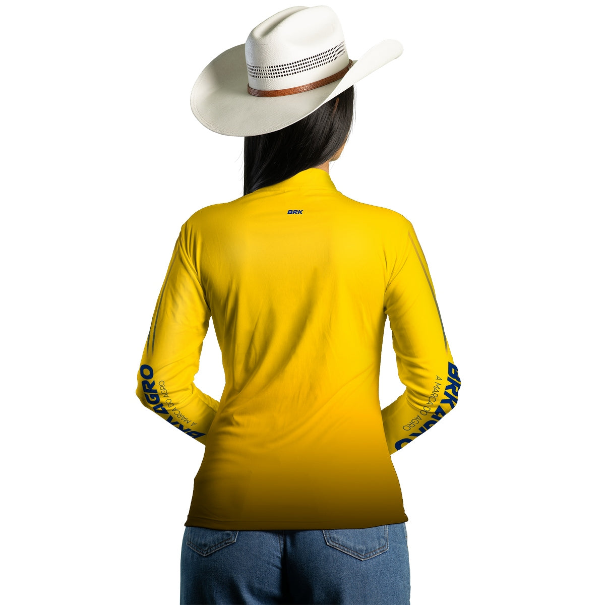 Camisa Feminina  Agro Brk Básica NH Clean Amarela com Proteção Solar UV50+