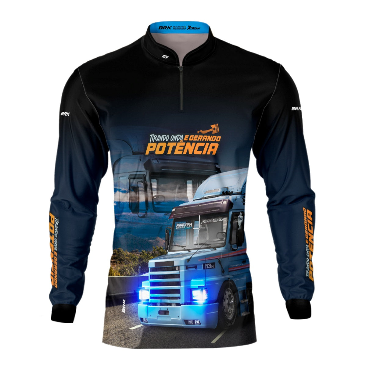 Camisa de Caminhão Brk Caminhão Tirando Onda E Gerando Potência com Proteção Solar UV50+