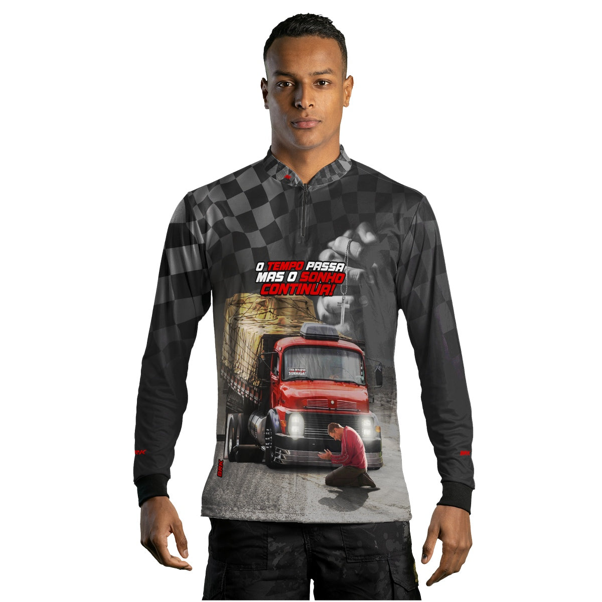 Camisa de Caminhão Brk O Tempo Passa Mas o Sonho Continua com UV50+