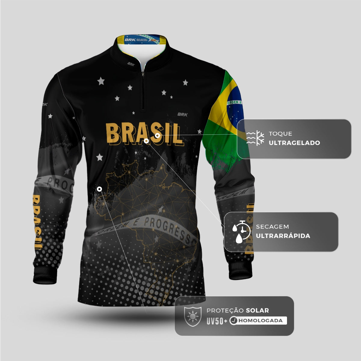 Camisa Brk Brasil Preta com Proteção Solar UV50+