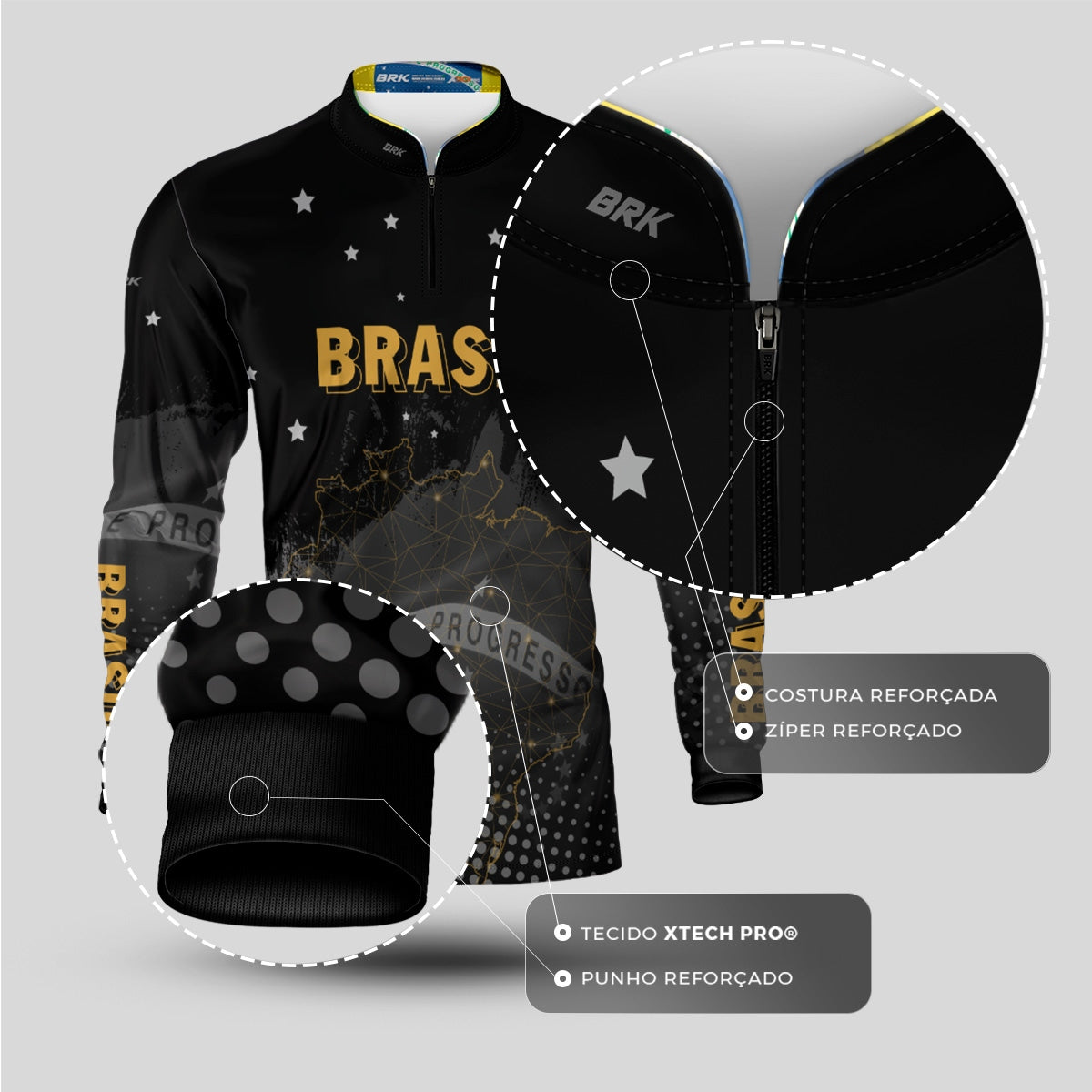 Camisa Brk Brasil Preta com Proteção Solar UV50+