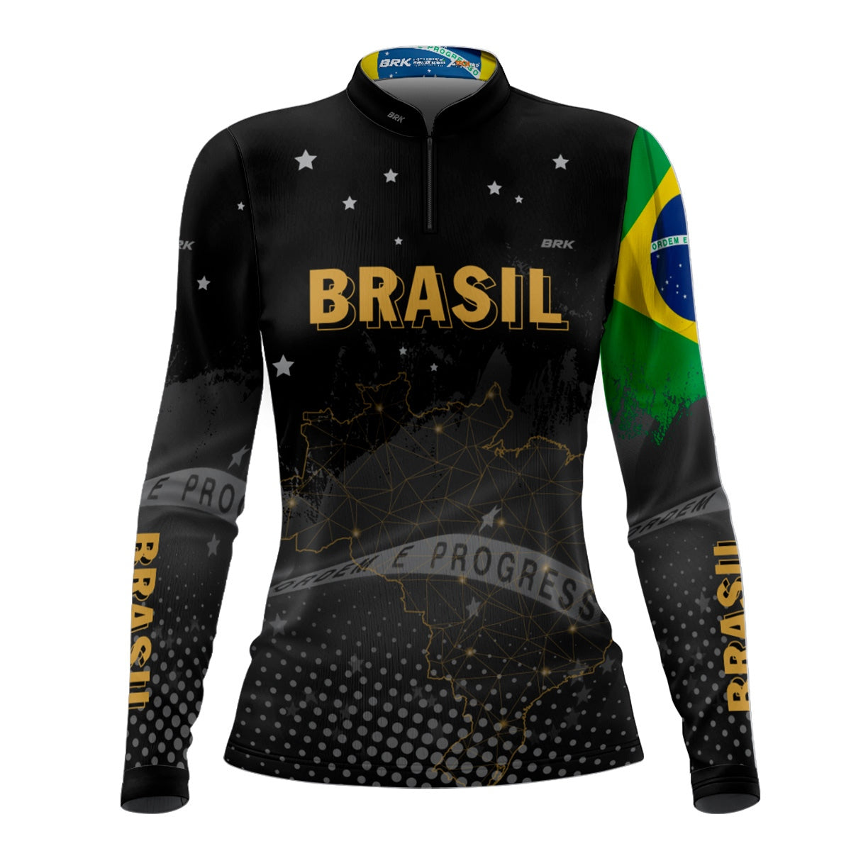 Camisa Feminina Brasil Preta com Proteção Solar UV50+