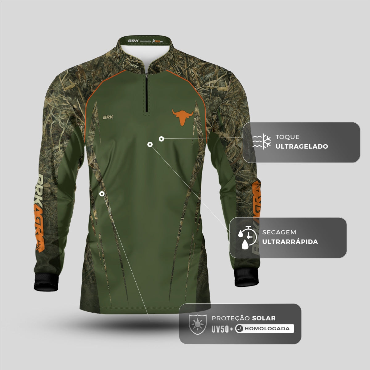 Camisa Agro Brk Camuflado Real Tree Agronomia com Proteção Solar UV50+