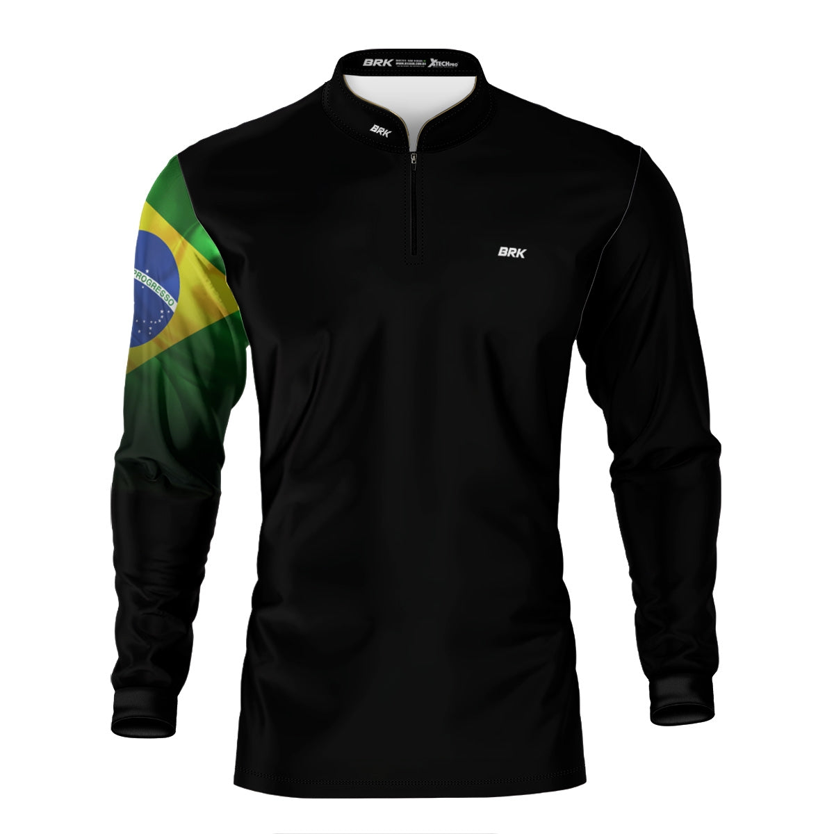 Camisa de Motociclismo Brk Preta Bandeira do Brasil com Proteção Solar UV50+